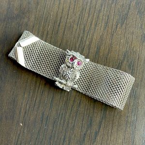 Sarah Coventry Vintage Mesh Chain Owl Bracelet